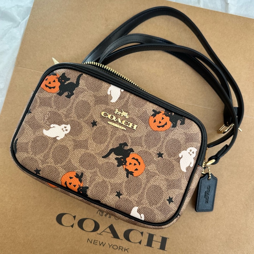 NWT ❤️ LAST ONE ❤️ Coach Mini Jamie Camera Bag Signature Canvas Halloween CW432 - Picture 9 of 15